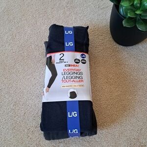 32° Degrees Heat Leggings 2 Pack Size Large Navy Blue Charcoal Grey Stretch